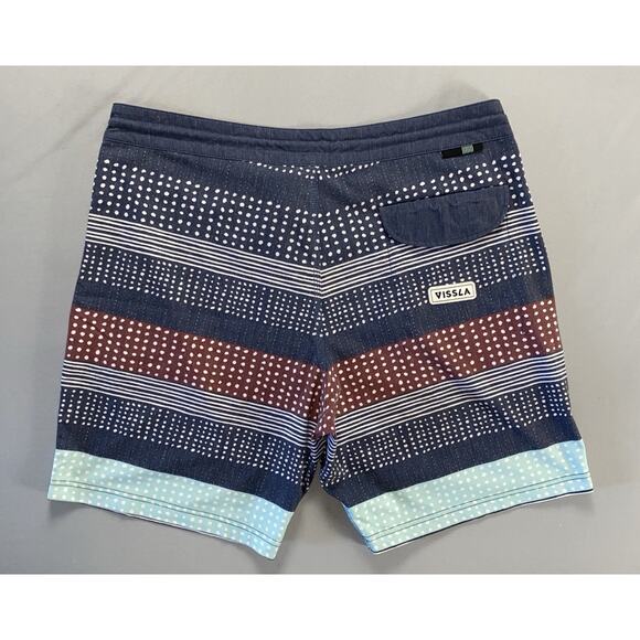 Vissla Upcycle Coconut Poly Stretch Quick Dry Board Shorts. Stripe/Dot, Men's 36 - Picture 4 of 5